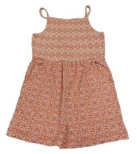 Starorůžový vzorovaný kraťasový overal Fat Face