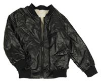 Černá koženková zateplená bunda