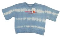 Nové - Modro-biela batikovaná crop mikina s nápisom Primark