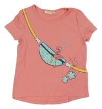 Korálové tričko s ledvinkou a plameňákem Kids