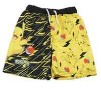 Čierno-žlté plážové kraťasy s Pikachu