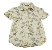 Béžová košile s palmami a domky Primark