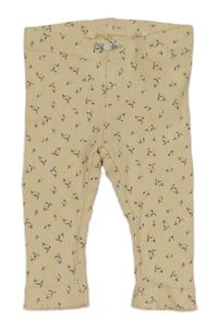 Béžové kvetované rebrované legíny Name it
