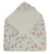 Bílá froté osuška s Púem s přáteli a kapucí Matalan