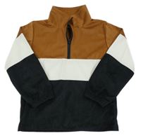 Hnedo-smetanovo-čierna vzorovaná ľahká mikina