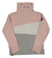 Růžovo-šedá melírovaná mikina s komínovým límcem Yigga