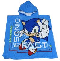 Modré osuškové pončo se Sonicem a kapucí 