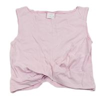 Svetloružový rebrovaný crop top Zara