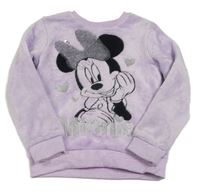 Lila chlupatá mikina s Minnie Disney