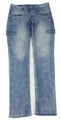 Svetlomodré skinny rifle s vreckami a zipy H&M