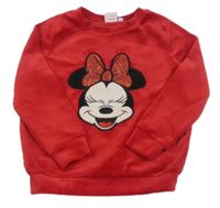 Červená plyšová mikina s Minnie Disney
