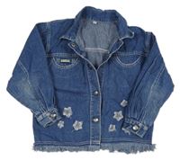 Modrá rifľová bunda s hviezdičkami