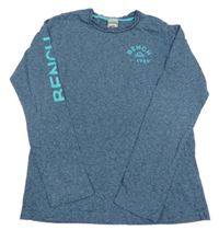 Tmavomodré melírované triko s nápisem Bench