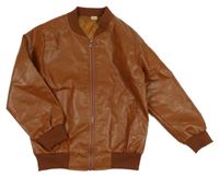 Hnědá koženková bunda 