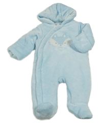 Svetlomodrá plyšová zateplená kombinéza s kapucňou Mothercare