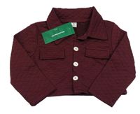 Nové - vínová prešívaná ľahká crop bunda shein