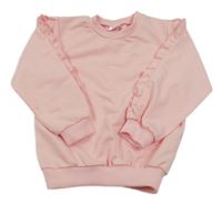 Svetloružová mikina s volánikmi