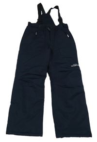 Tmavomodré šusťákové funkční oteplovačky s kšandami Topolino