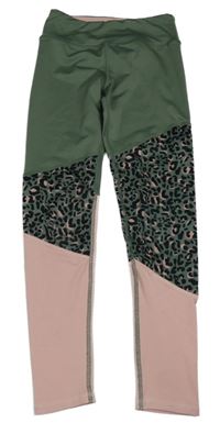 Zeleno-ružové športové legíny H&M
