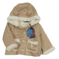 Nové - béžový semišový zateplený kabátek s kapucí 