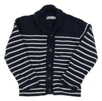 Tmavomodro-biely pruhovaný prepínaci sveter