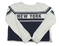 Bielo-tmavomodrá crop mikina s nápisom H&M