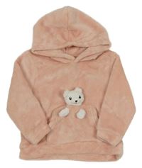 Ružová plyšová mikina s medvedíkom a kapucňou H&M