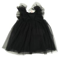 Nové - čierna tylové spoločenské šaty s volánikmi H&M