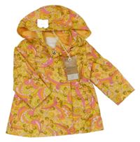 Nové - žlto-ružová vzorovaná šušťáková jarná bunda s kapucňou Next