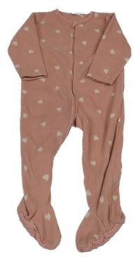 Růžový fleecový overal se srdíčky Next