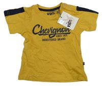 Nové - okrové tričko s nápisem 