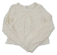Smetanový vzorovaný lehký crop cardigan H&M
