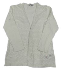 Biely ľahký pletený perforovaný cardigan M&S