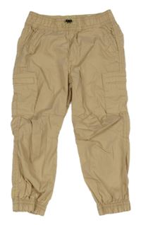 Béžové plátěné cuff kalhoty s kapsami H&M