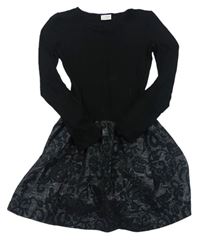 Čierne šaty so vzorovanou sukní Next