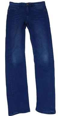 Tmavomodré high waist skinny rifle H&M