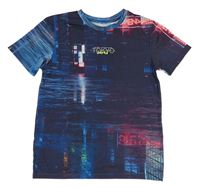 Tmavomodro-ružové vzorované tričko s nápisom Primark