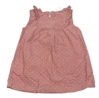 Růžové puntíkaté manšestrové šaty H&M