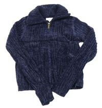 Tmavomodrý žinylkový prepínaci crop sveter Tommy Bahama