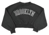 Antracitová crop mikina s nápisom Primark
