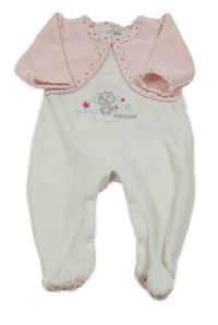 Bielo-ružový zamatový overal s mačičkou Ergee