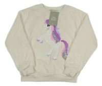 Nové - Biela plyšová mikina s jednorožcom H&M