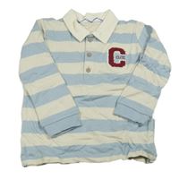 Smetanovo-světlemodré pruhované polo triko s písmenem George