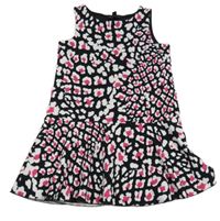 Čierno-bielo-ružové šaty s leopardím vzorom