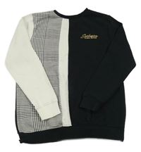 Čierno-biela mikina so vzorovaný pruhom a nápisom George