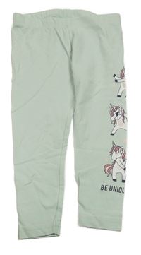 Mintové legíny s jednorožcami