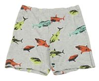Svetlosivé pyžamové kraťasy so žralokmi Primark