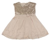 Svetloružové šaty s flitrami a mašlou