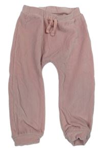 Ružové plyšové rebrované tepláky Nutmeg