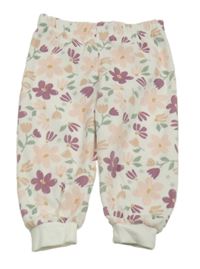 Bílo-růžové květované plyšové tepláky s květy Primark